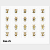 schattig beer van hommels vierkante sticker (Vel)