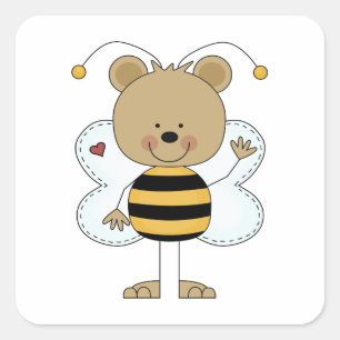 schattig beer van hommels vierkante sticker