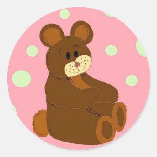 Schattig Beertje Ronde Sticker (Voorkant)