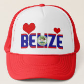 Schattig Belize Flag Hearts Patriottisch Trucker Pet (Voorkant)