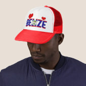 Schattig Belize Flag Hearts Patriottisch Trucker Pet (In situ)