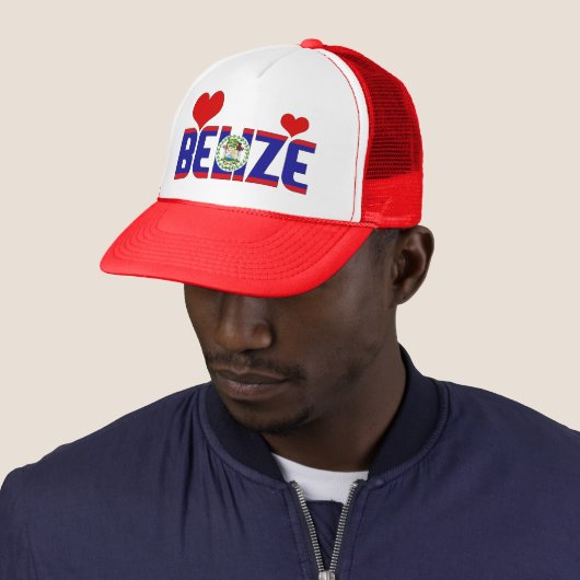 Schattig Belize Flag Hearts Patriottisch Trucker Pet (In situ)