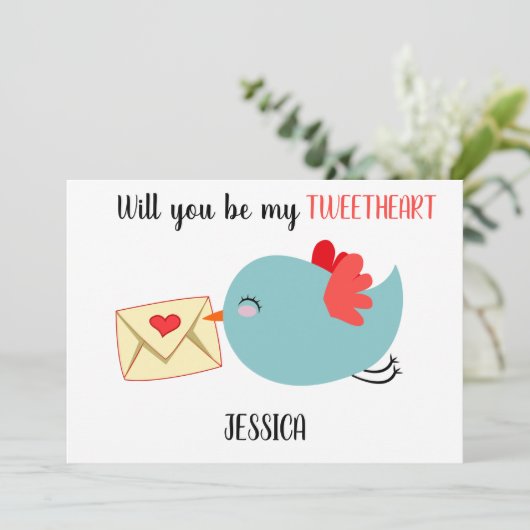 Schattig | Bent u mijn Valentijnse Tweetidje? Feestdagenkaart (Staand voorkant)