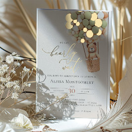 Schattig Beren ballon Baby shower goudfolie accent Folie Uitnodiging