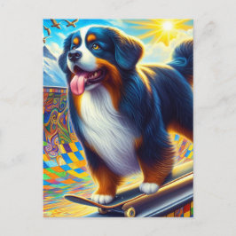 Schattig Berner Mountain Dog Skateboarden Briefkaart