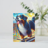 Schattig Berner Mountain Dog Skateboarden Briefkaart (Staand voorkant)