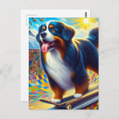 Schattig Berner Mountain Dog Skateboarden Briefkaart (Voorkant / Achterkant)