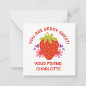 Schattig Berry Zoete Kinderen Aardbei Valentijn Notitiekaartje (Voorkant)