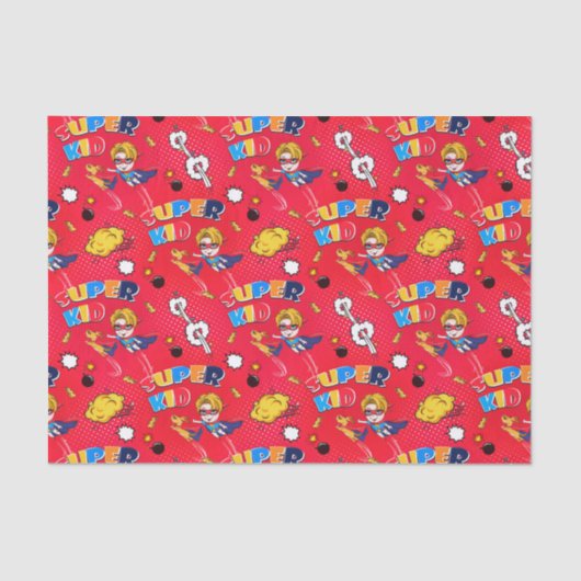schattig betegeld superheldenpatroon tissuepapier (Voorkant)