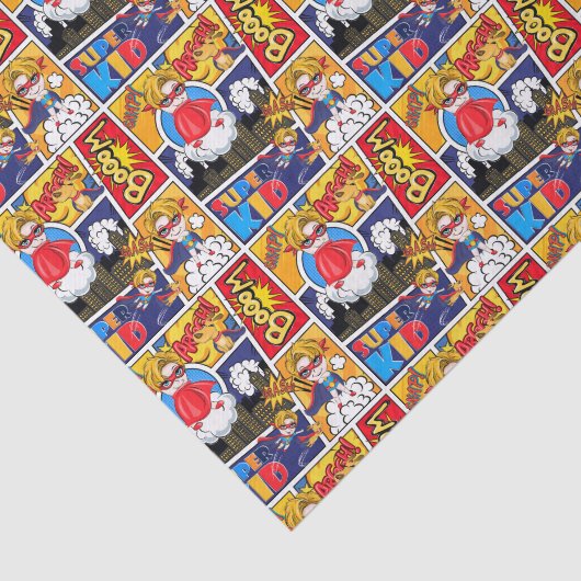 schattig betegeld superheldenpatroon tissuepapier (Detail)