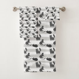 schattig betegelde kat liefhebbers Badhanddoek Set Bad Handdoek