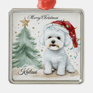 Schattig Bichon Gepersonaliseerd kerstcadeau Metalen Ornament