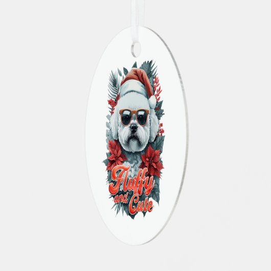 Schattig Bichon-Ornament Metalen Ornament (Voorkant links)