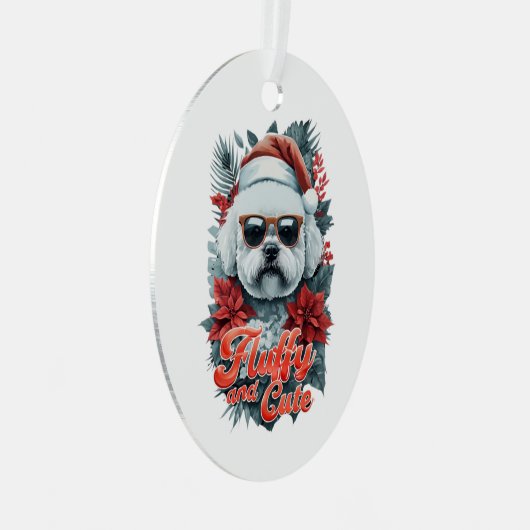 Schattig Bichon-Ornament Metalen Ornament (Voorkant Rechts)