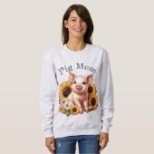 Schattig biggetje omgeven door levendige zonnebloe trui (Voorkant volledig)