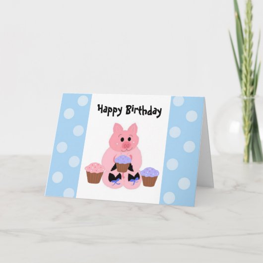 Schattig Biggetje Verjaardag Kaart (Voorkant)
