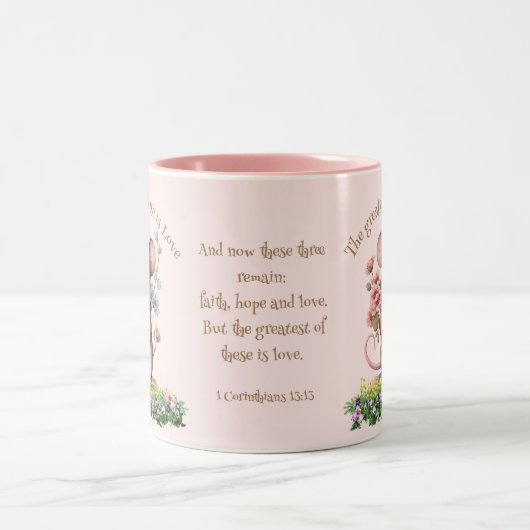 Schattig Bijbelschrift Mok Muis Hart Roze (Center)