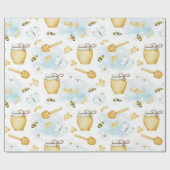 Schattig Bijen en Honing Patroon Wrapping Papier (Vlak)