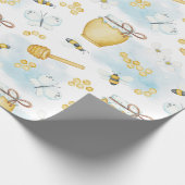 Schattig Bijen en Honing Patroon Wrapping Papier (Hoek)