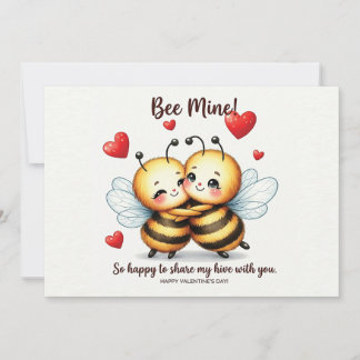 Schattig Bijenstel Verliefd met Hartjes Feestdagenkaart