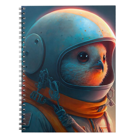 Schattig Bird Astronaut Notitieboek (Voorkant)