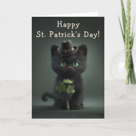 Schattig Black Kitten op St. Patrick's Day Feestdagen Kaart