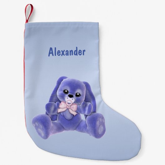 Schattig Blau Konijn Kleine Kerstsok (Voorkant)