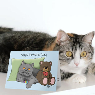Schattig Blauw Aardig Grijs Beste Kattenmoeder Moe Kaart