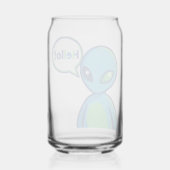 Schattig Blauw Alien Zegt Hallo Blikvorm Glas (Voorkant)