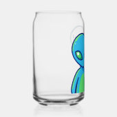 Schattig Blauw Alien Zegt Hallo Blikvorm Glas (Links)