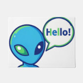 Schattig Blauw Alien Zegt Hallo Deurmat (Voorkant)