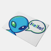 Schattig Blauw Alien Zegt Hallo Deurmat (Schuin)
