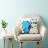 Schattig Blauw Alien Zegt Hallo Kussen (Stoel)