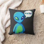 Schattig Blauw Alien Zegt Hallo Kussen (Deken)