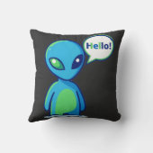 Schattig Blauw Alien Zegt Hallo Kussen (Achterkant)