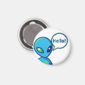 Schattig Blauw Alien Zegt Hallo Magneet (Voorkant / Achterkant)