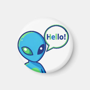 Schattig Blauw Alien Zegt Hallo Magneet