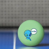 Schattig Blauw Alien Zegt Hallo Pingpongbal (Net)