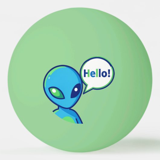 Schattig Blauw Alien Zegt Hallo Pingpongbal (Voorkant)