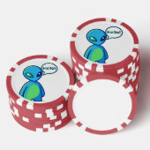 Schattig Blauw Alien Zegt Hallo Poker Chips (Opstapeling)