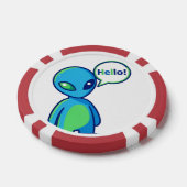 Schattig Blauw Alien Zegt Hallo Poker Chips (Enkel)
