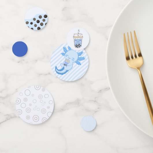 Schattig Blauw Axolotl Boba Tea Boys Verjaardagsfe Confetti (Groep)
