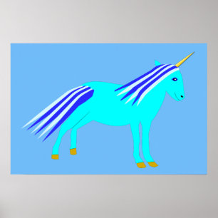 Schattig Blauw Baby Jongen Eenhoorn Poster