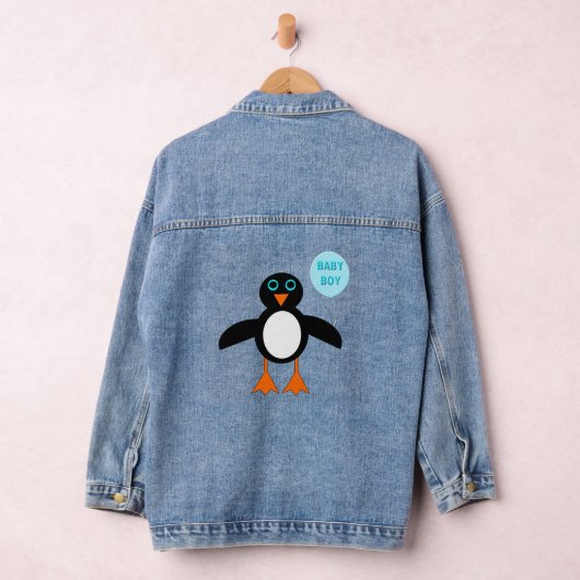 Schattig Blauw Baby Jongen Pinguïn Geslacht onthul Denim Jacket (Hangar)