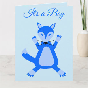 Schattig blauw baby jongen vos aangepaste geslacht kaart