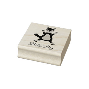 Schattig blauw baby jongen vos op maat rubberstempel