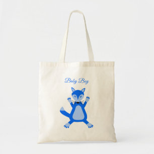 Schattig blauw baby jongen vos op maat tote bag