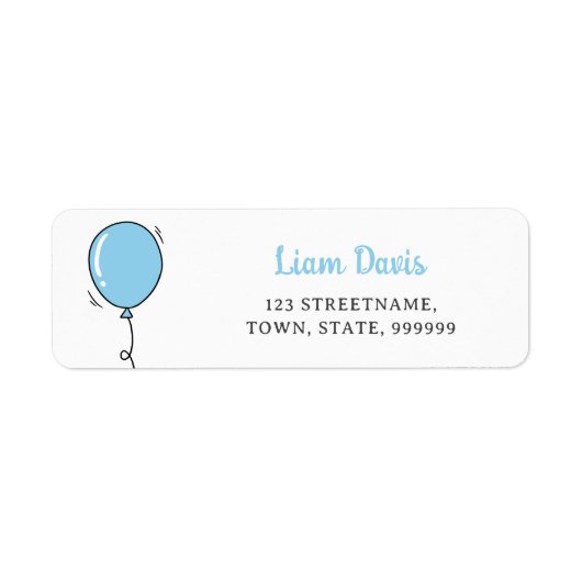 Schattig blauw ballon Kinder retour adreslabel Etiket (Voorkant)