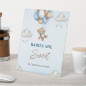 Schattig blauw Beer baby's zijn zoet dessert tafel Reclamebord Met Voetstuk (Insitu)
