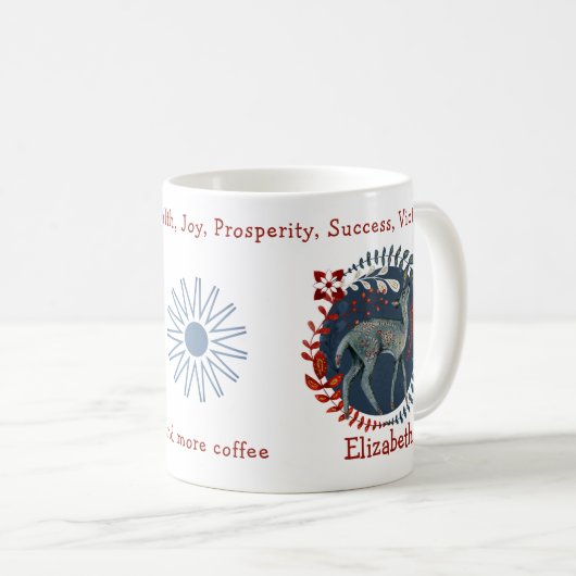 Schattig blauw bier en Planten. Uniek en grappig Koffiemok (Voorkant rechts)